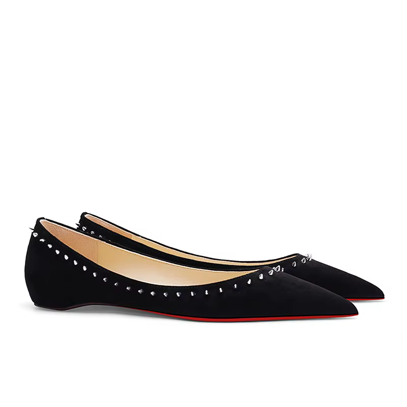 Femmes chaussures plates en cuir de luxe caché 1CM talons bas avec Rivet peau de mouton en cuir sand