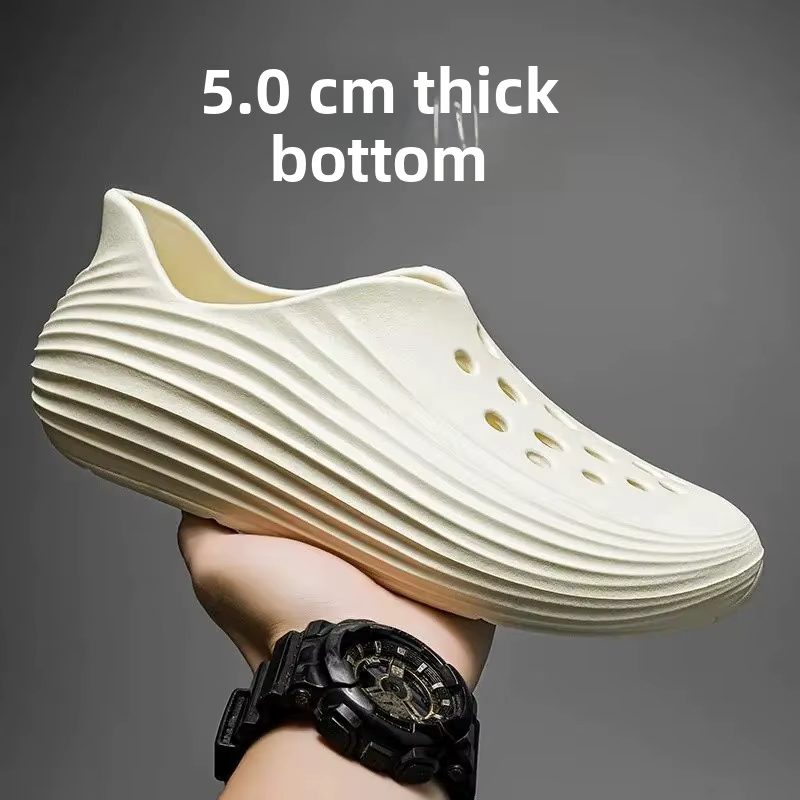 Chaussures sportives à enfiler pour hommes, sandales respirantes, chaussures de plage à fond épais, 