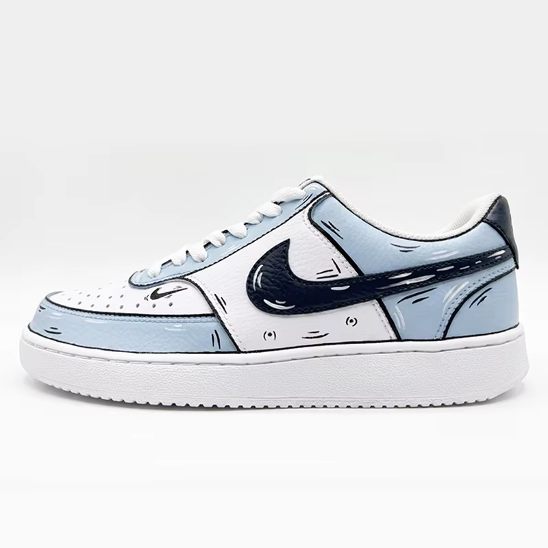 Sneakers personnalisées NIKE COURT VISION, design Messy Line, chaussures assorties pour couple, unis