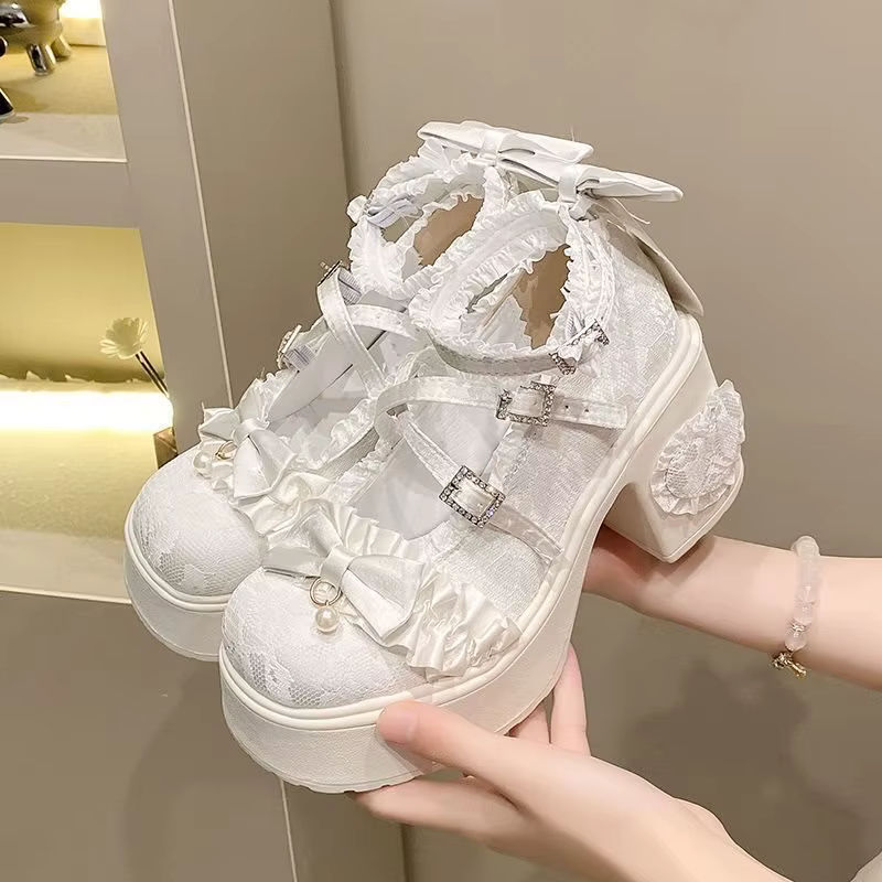 Chaussures Mary Jane pour femmes de haute qualité, élégantes, à semelle souple, avec lacets, talons 