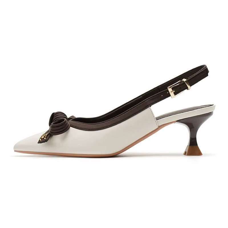 Sandales fermées pour femme été 2025 chaussures Sexy nœud bout pointu avec talons bas H confort Chic