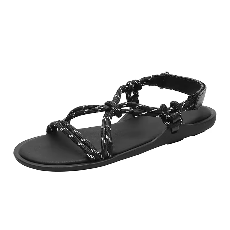 Corde tissage Rome été sandales femmes décontracté plage Gladiatod chaussures plates dames crochet b
