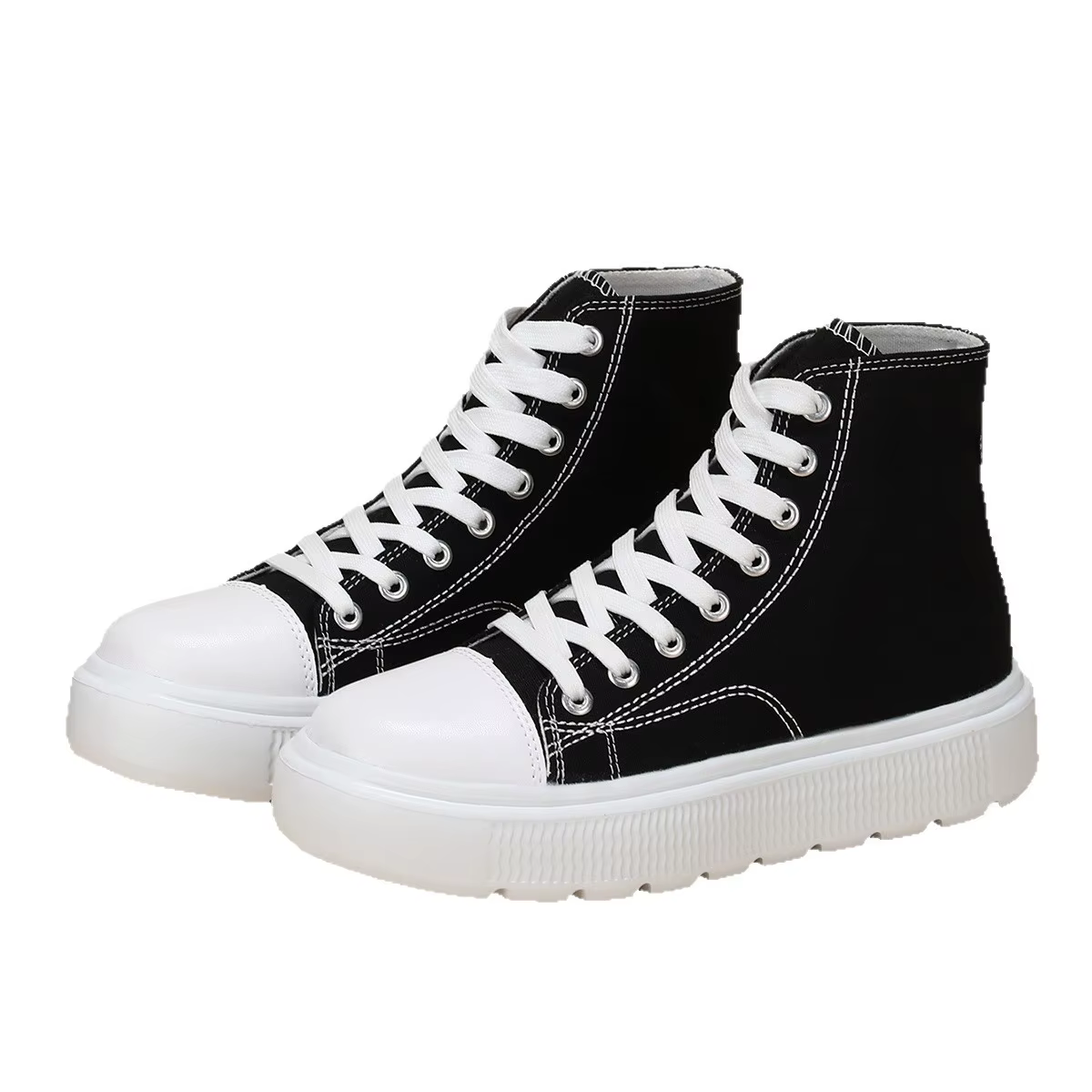 Femmes toile chaussures haut femme toile bottes courtes à lacets semelle légère Tennis chaussures de