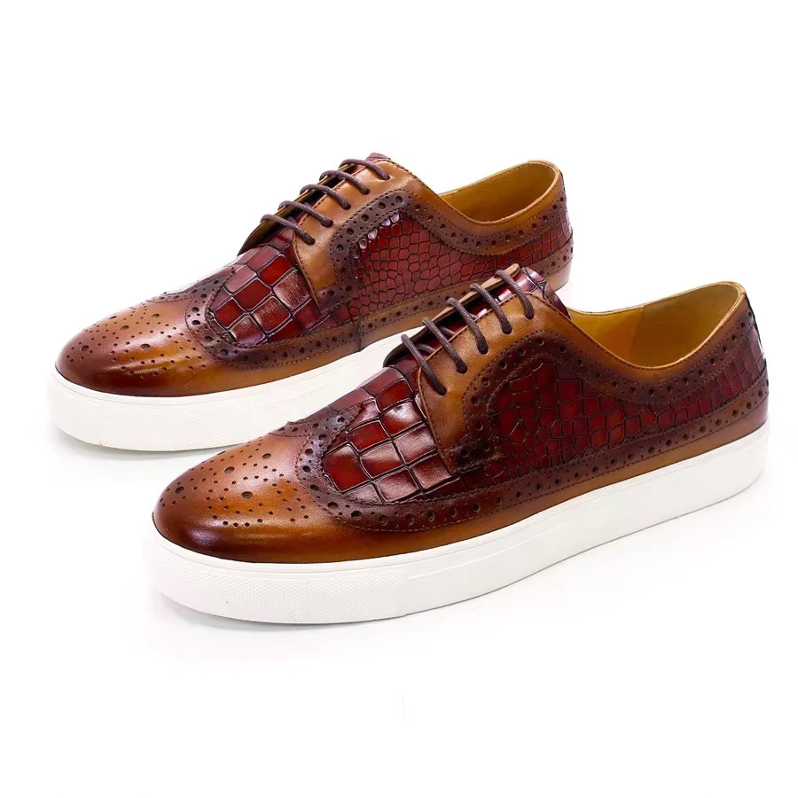 Baskets plates en cuir véritable pour hommes, chaussures confortables faites à la main, chaussures d