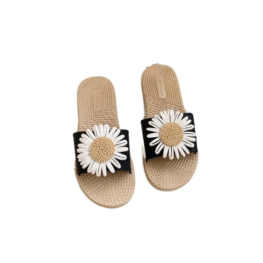 Sandales plates élégantes en PVC à fleurs, antidérapantes, style bohème, pour la plage, pour femmes,