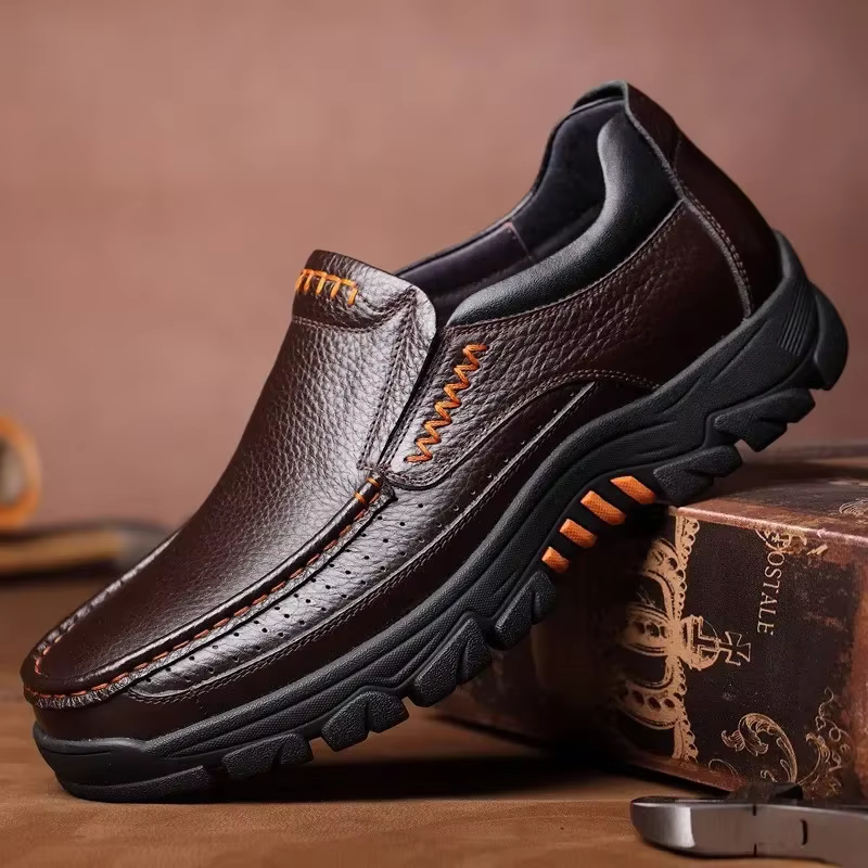 Chaussures d'affaires décontractées en cuir pour hommes, fabricants transfrontaliers, chaussures lég