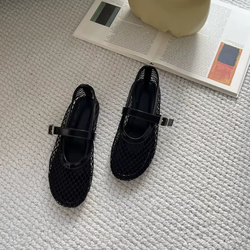Escarpins à talons bas pour femmes, chaussures plates rouges, chaussures d'été Mary Gasoline, baller