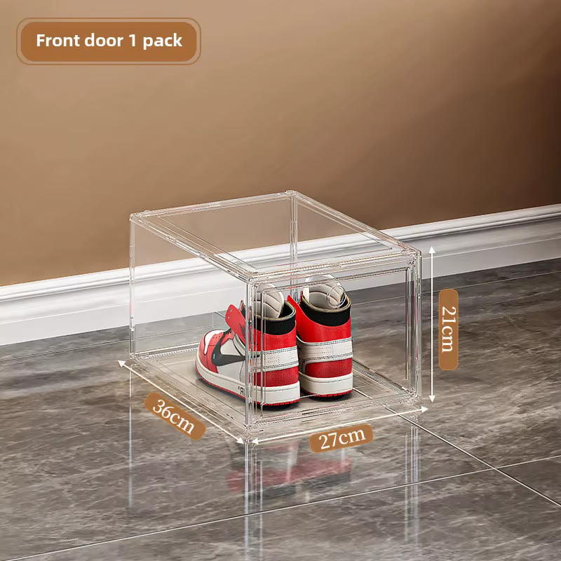 Boîte à chaussures transparente épaissie avec fermeture magnétique, grande boîte de rangement empila