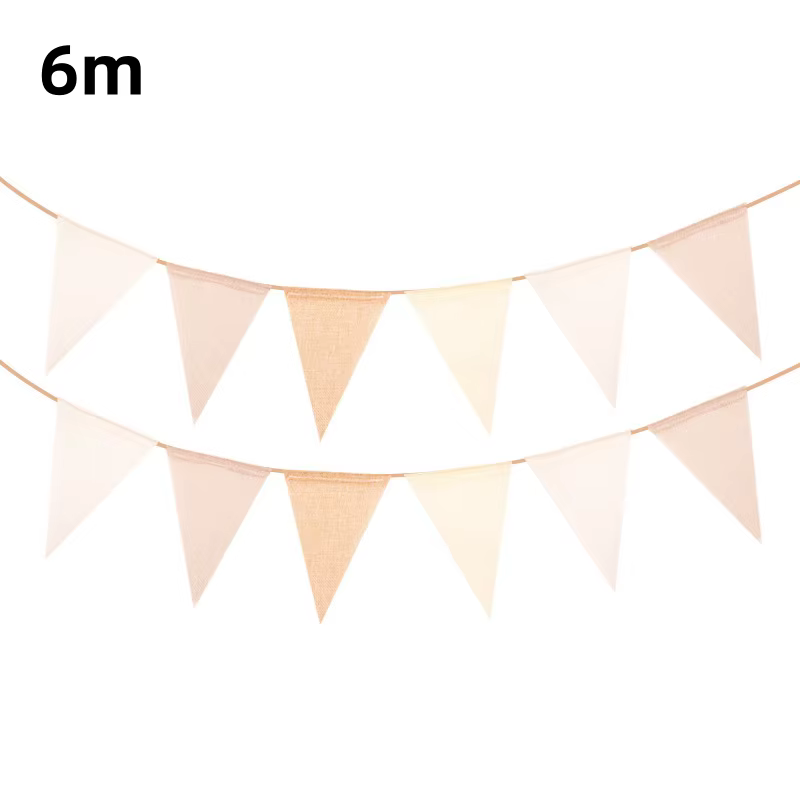 Guirxiété en toile de jute pour enfants, bannière Khali, décoration en lin, fanion crème café, maria