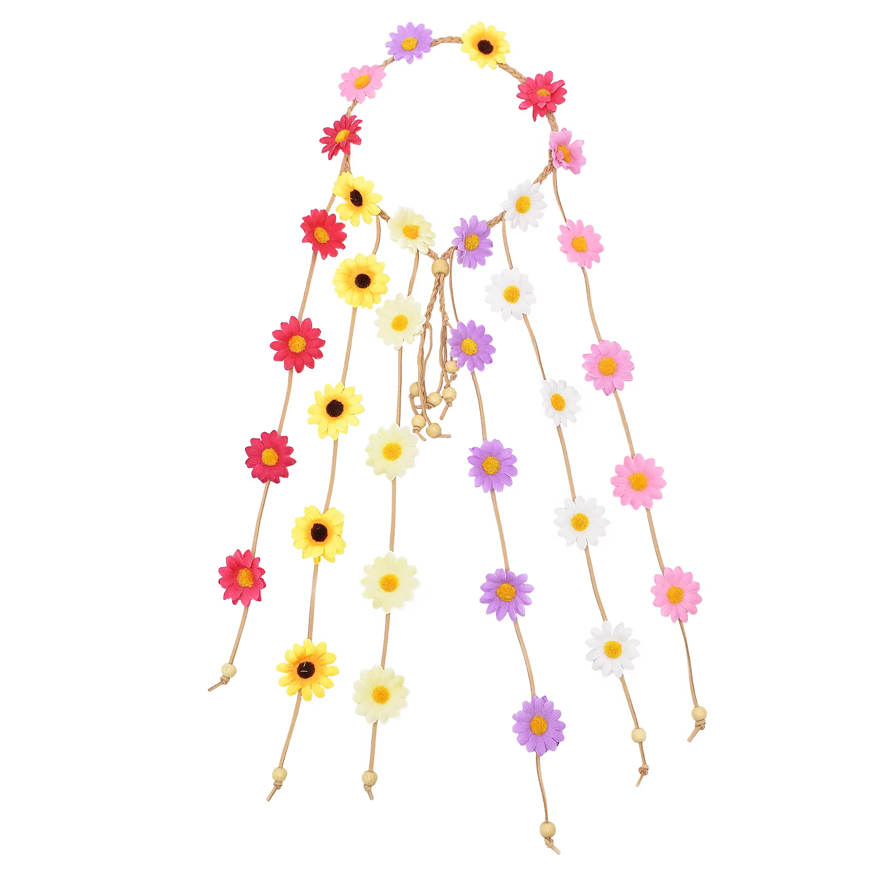 Fleur Hippie bandeau couronne florale Behemain tournesols perles ajuster fleur coiffure cheveux acce