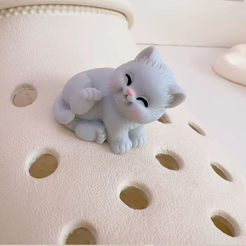 Breloques de chaussures chats 3D mignons, 1 pièce, décoration de chaussures stéréo de styliste, cade