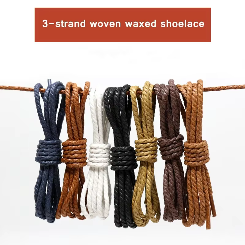 1 paire lacet lacets en cuir décontracté lacets ronds cirés chaussures Martin bottes chaussures de S