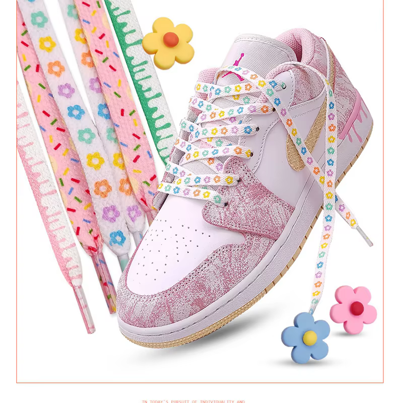 Af1 lacets de crème glacée pour baskets Mandarin canard poudre vert lacets coulant lacet coloré fleu