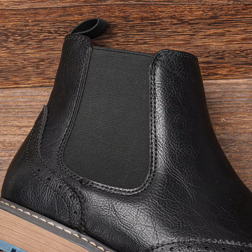 Taille 7-13 Brogue Chelsea hommes bottes bottes en cuir de Style américain classique
