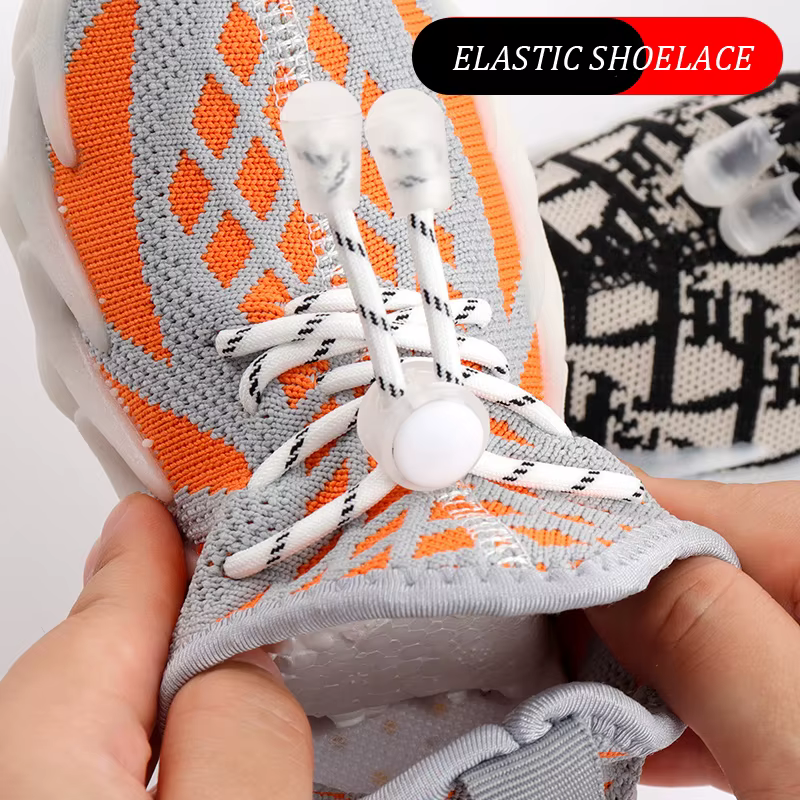 Pas de cravate lacet élastique rond verrouillage lacets baskets pour enfants lacets sans cravates en