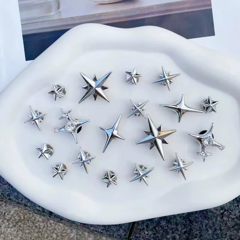 Kit DIY d'accessoires pour chaussures 18 étoiles argentées – Décorations multifonctionnelles et tend