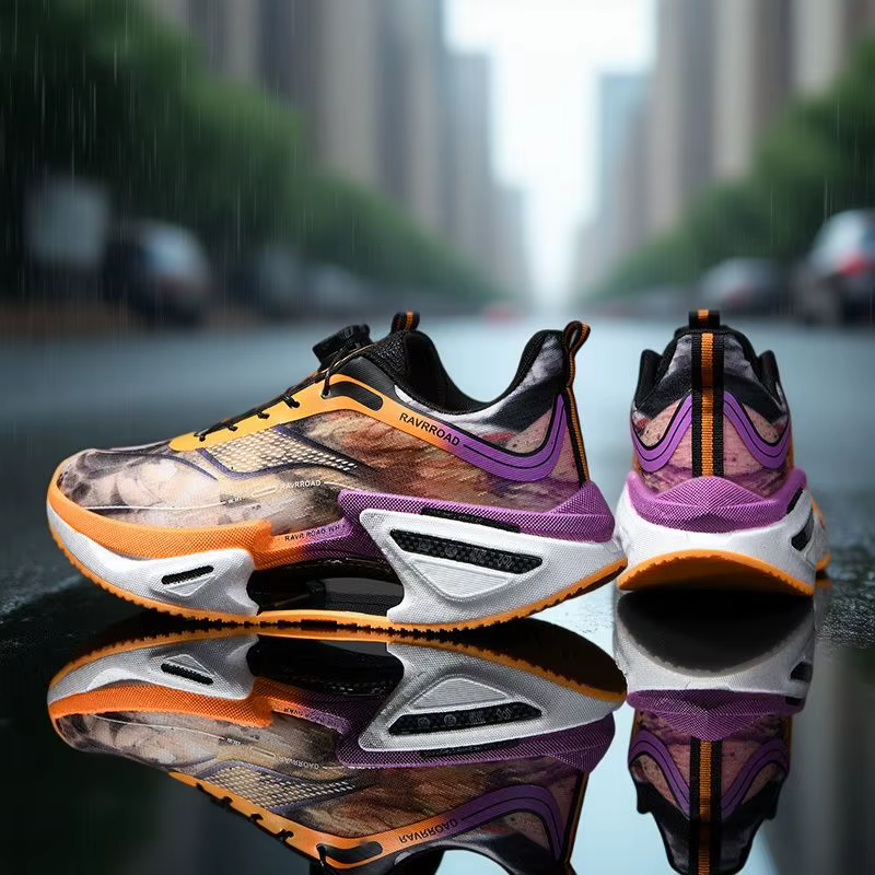 Chaussures de course élastiques pour hommes, chaussures de sport à plaque de carbone et boucle rotat