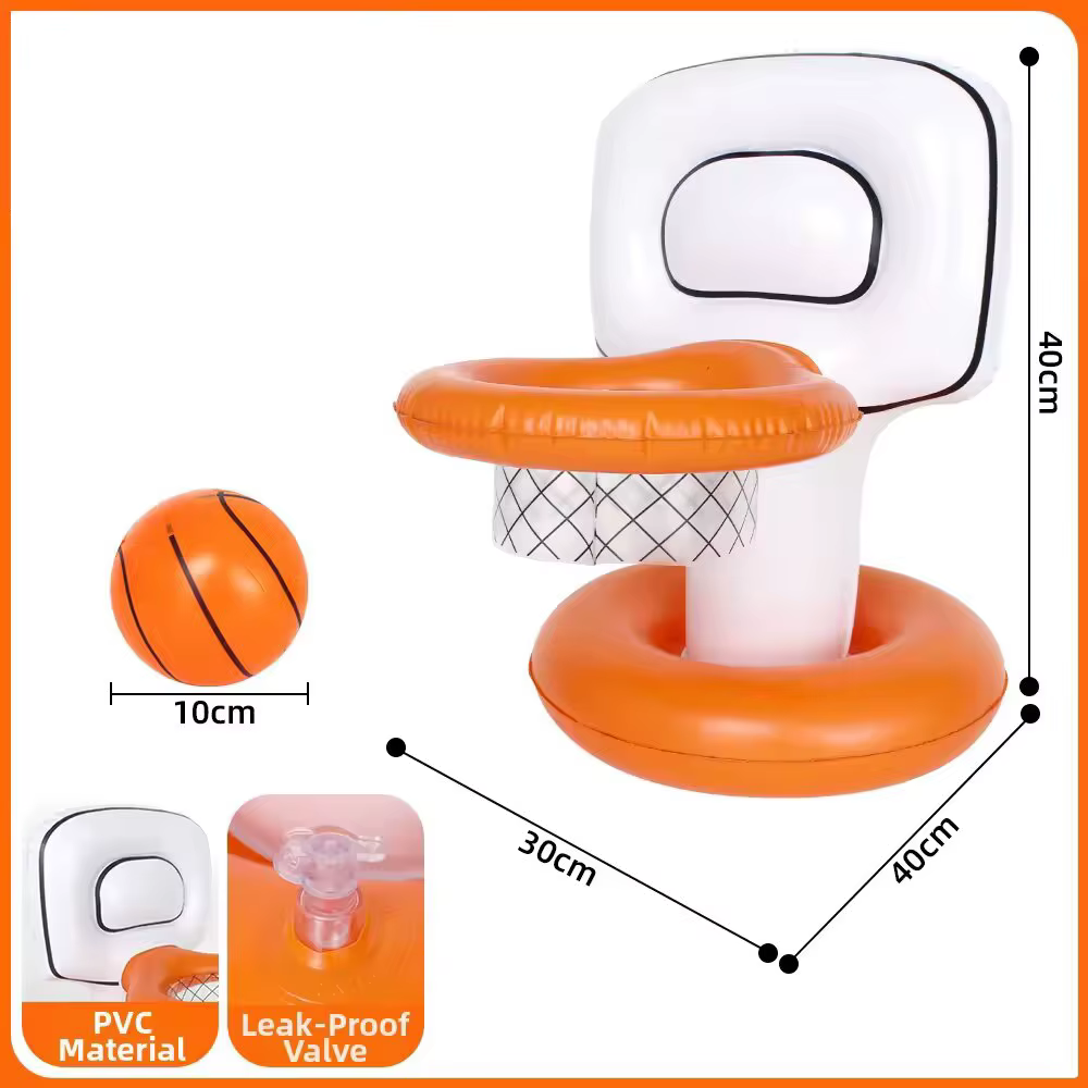Ensemble de panier de basket flottant gonflable en PVC épais, jeu de tir aquatique avec mini ballon 