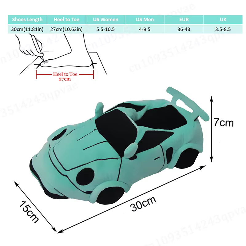 Chaussures en peluche multi-styles en forme de voiture pour hommes et femmes, pantoufles d'intérieur