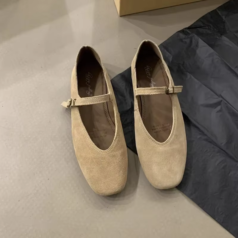 Mocassins Plats en Daim à Orteils Carrés pour Femme, Chaussures Élégantes et Décontractées, Offre av
