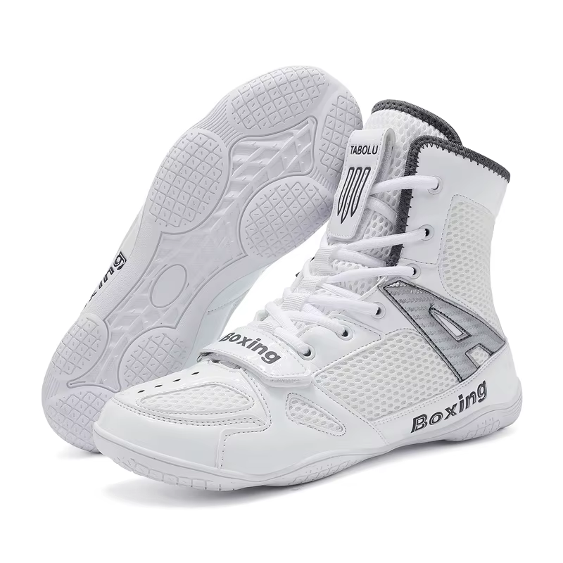 Chaussures de boxe K005 pour hommes, blanches, professionnelles, en mesh respirant, légères, pour la