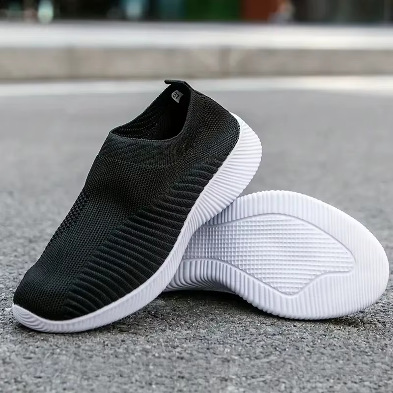 Baskets de couleur unie pour femmes, chaussures d'extérieur respirantes tissées volantes, chaussures