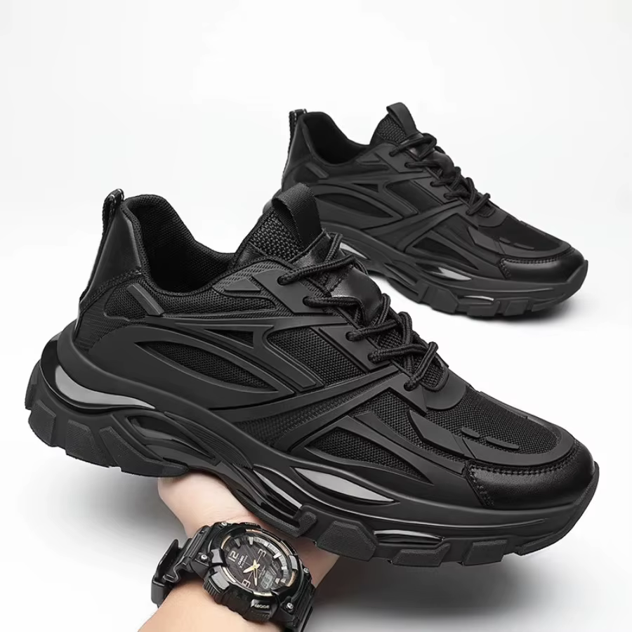 Hiver gros rehaussement baskets homme en cuir véritable maille ascenseur chaussures chaud semelle ép