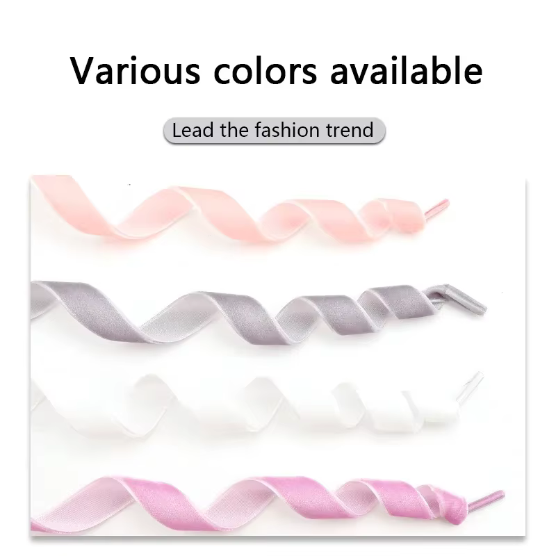 Lacets plats en velours pour femmes, fil de neige, ruban de satin, baskets à la mode, largeur 1.5cm,