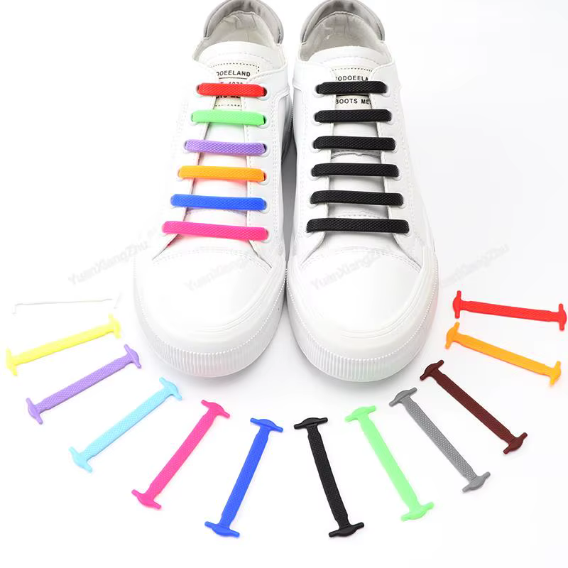 16 pièces lacets en Silicone pour chaussures sans cravate lacets de chaussures lacets élastiques bas