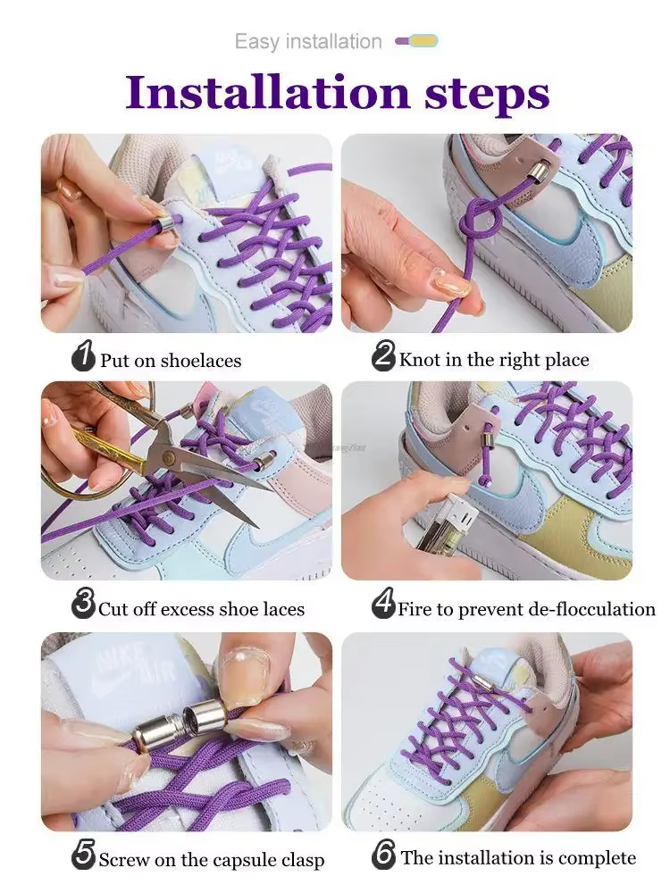 Lacets élastiques ronds pour baskets, lacets lumineux sans attaches, lacets de chaussures rapides po