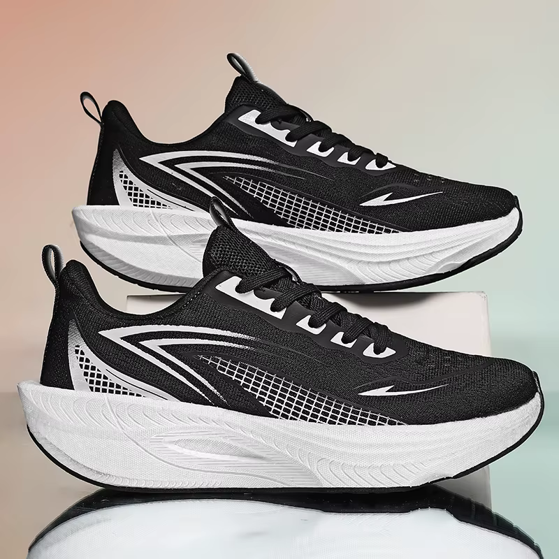 Chaussures de course pour hommes, baskets de sport pour marathon, avec plaque en carbone, coussin d'