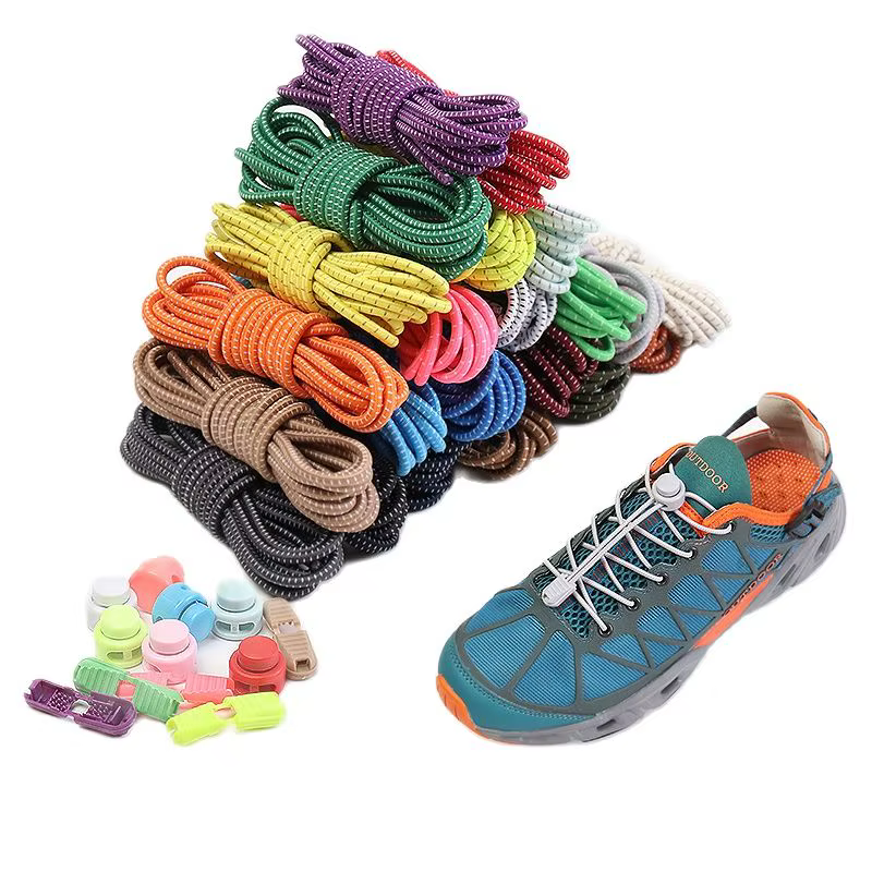 New1 paire de lacets sans cravate 1 seconde de lacet élastique rond en plastique à verrouillage rapi