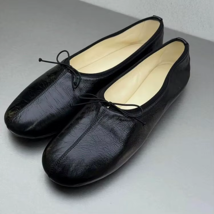Nouvelles chaussures rouges de style coréen 2026, ballerines plates à bout rond et nœud, style rétro