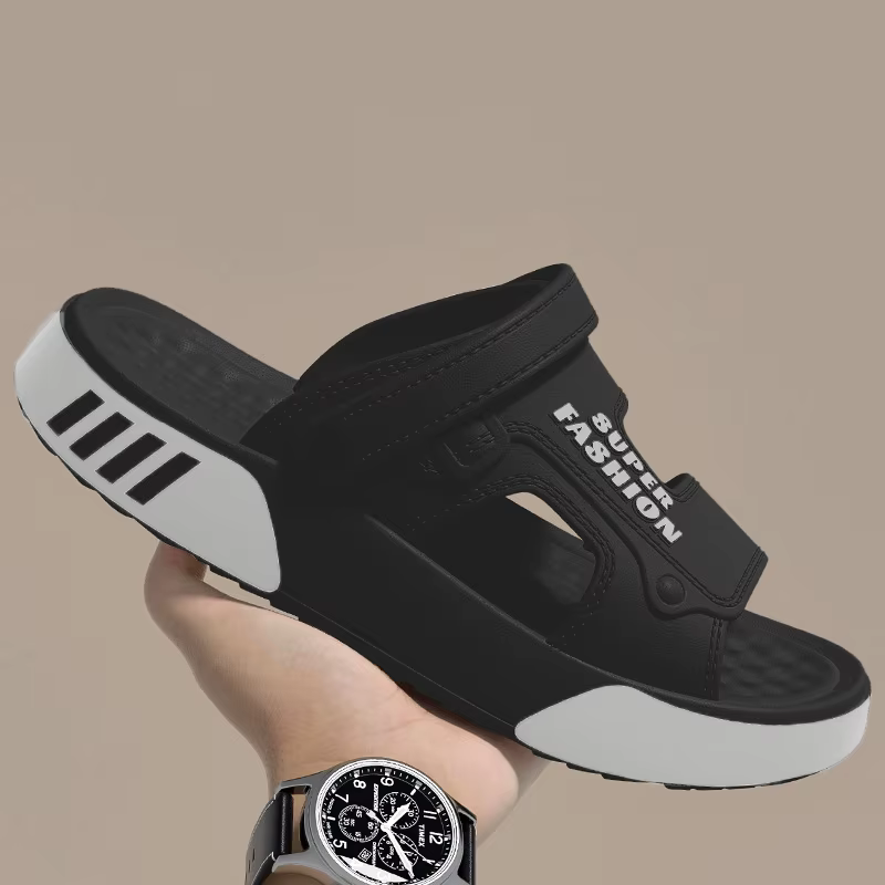 Chaussons d'été pour hommes en EVA à semelle souple, sandales compensées, chaussures de marche intér