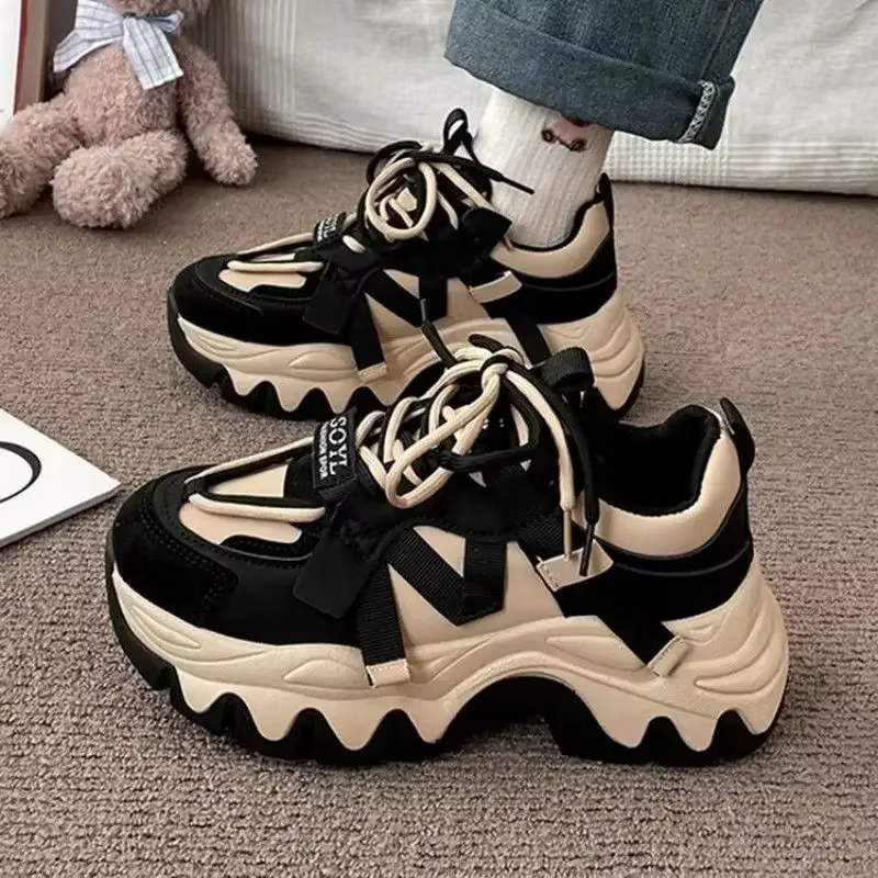 Baskets à plateforme pour femmes, couleurs mélangées, chaussures de sport de plein air pour femmes,