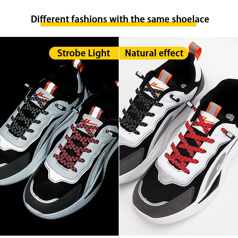 Lacets élastiques réfléchissants sans nœuds, pour chaussures de sport, plates, pour enfants et adult