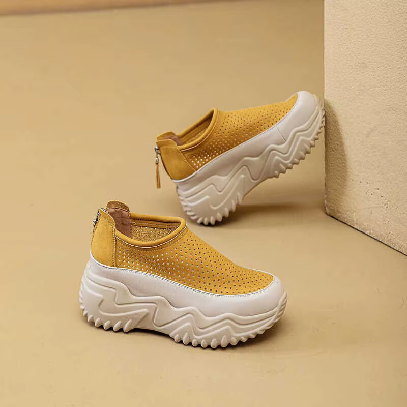 Chaussures plates à plateforme pour femme, baskets épaisses simples, respirantes, augmentant la tail