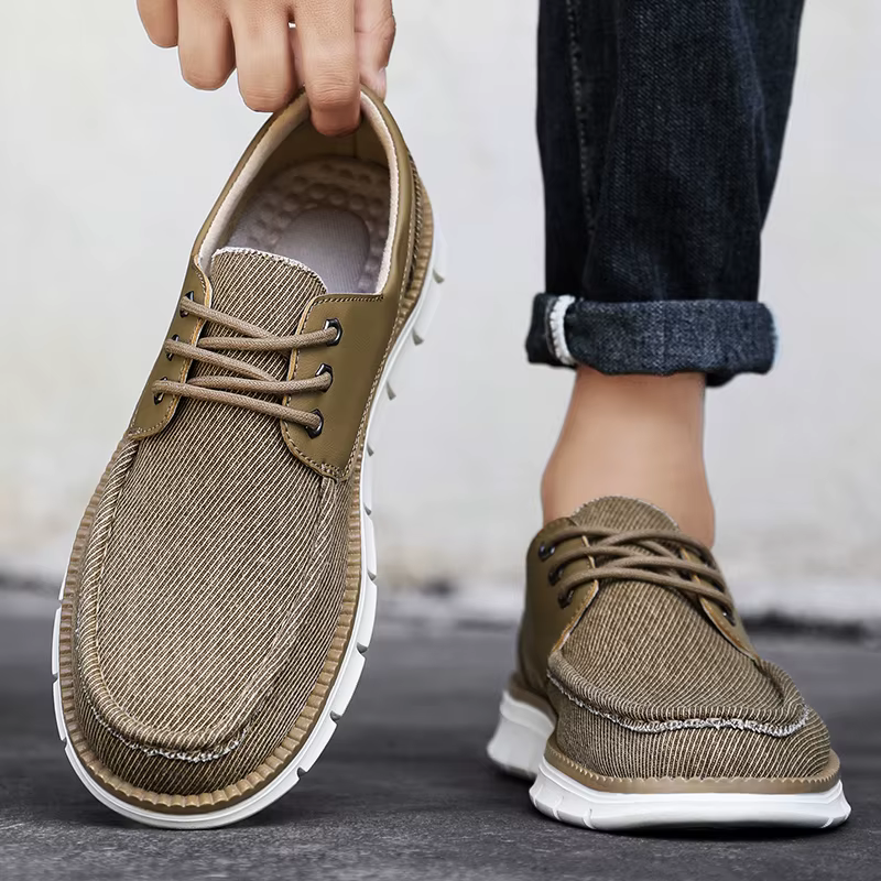 Chaussures en toile décontractées pour hommes, confortables, semelle blanche, antidérapantes, Design