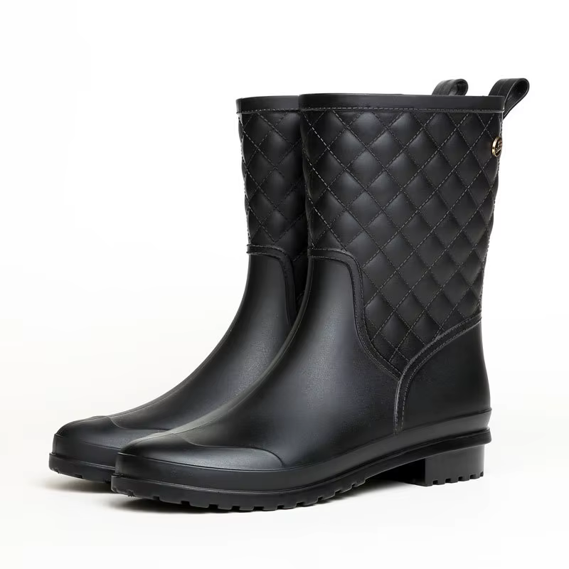 2025 nouvelles femmes bottes de pluie mode anti-dérapant femmes bottes Plaid décontracté chaussures 