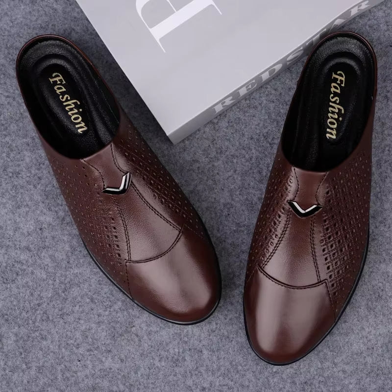 Mocassins d'été en cuir pour hommes, chaussures de conduite, mules, tennis, blanc, 2024