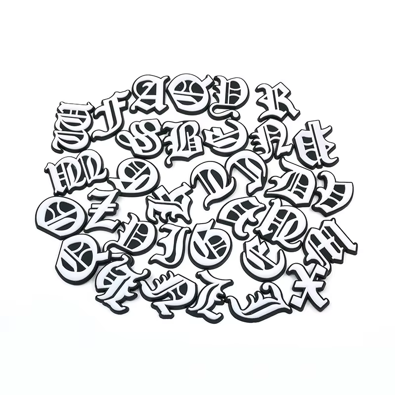 Décorations de chaussures avec lettres de nouveau Style, breloques de chaussures de l'alphabet angla