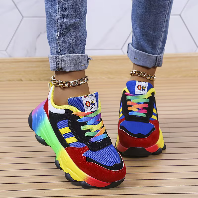 Mode femmes baskets chaussures de course Feminino coloré décontracté confort à lacets chaussures de 