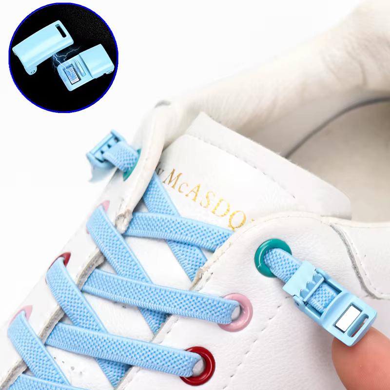 Lacets à fermeture magnétique multicolore sans attache pour chaussures de sport pour enfants et adul