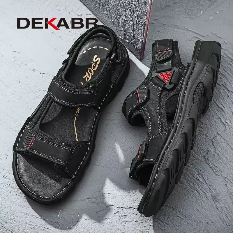 DEKABR taille 48 hommes sandales en cuir véritable été chaussures hommes décontractées vacances chau