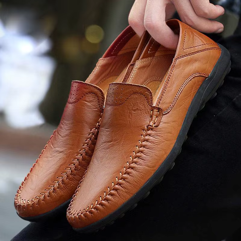 Nouvelles chaussures pour hommes, style britannique, décontractées, à semelle souple, en cuir, éléga