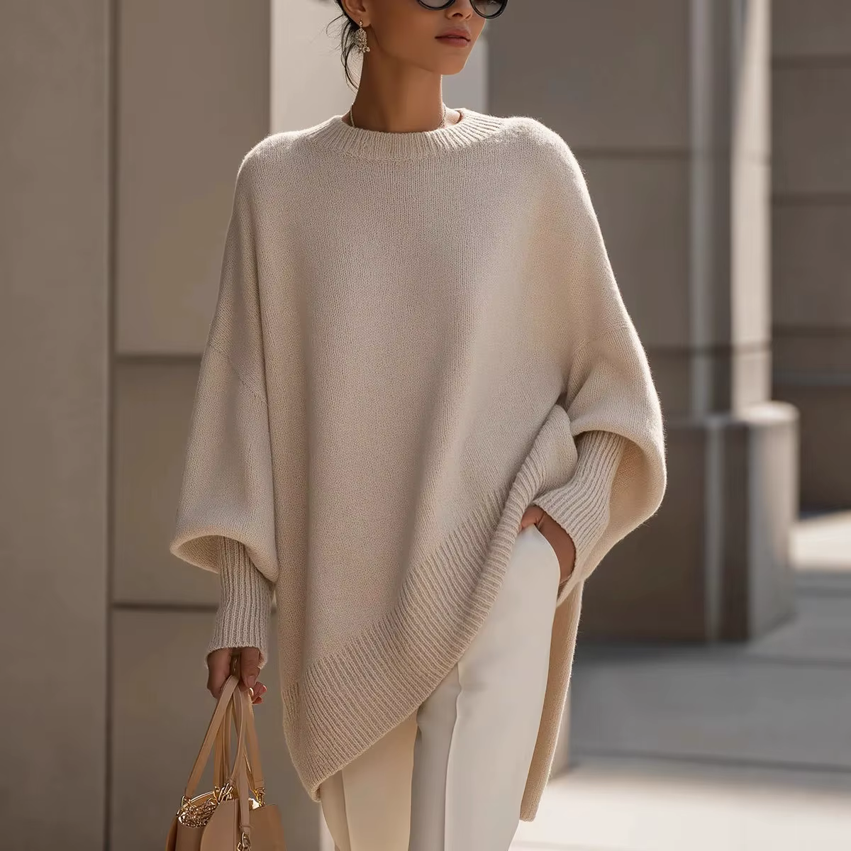 Pull oversize pour femme, automne/hiver 2026, col rond, pull en tricot pour femme, style ample et dé