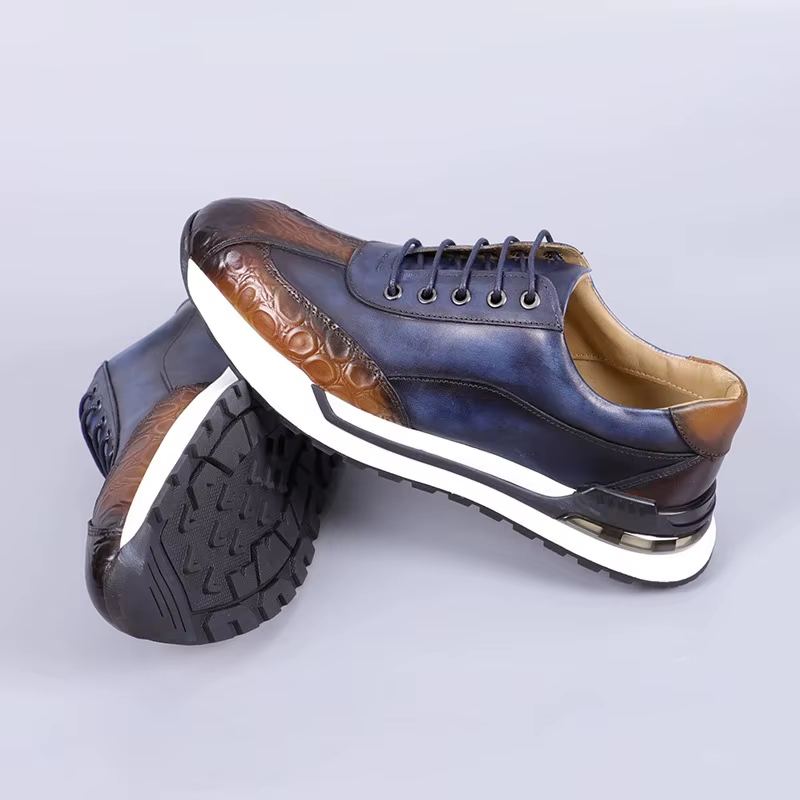 Chaussures décontractées rétro pour hommes, baskets Oxford en cuir véritable de marque de styliste v