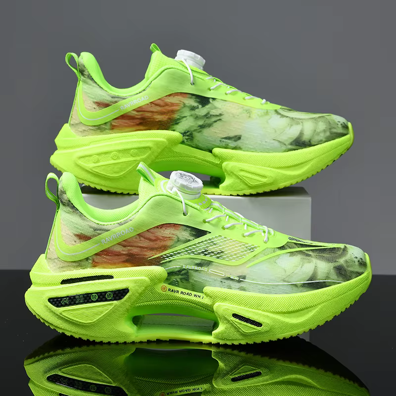 Chaussures de course élastiques pour hommes, chaussures de sport à plaque de carbone et boucle rotat