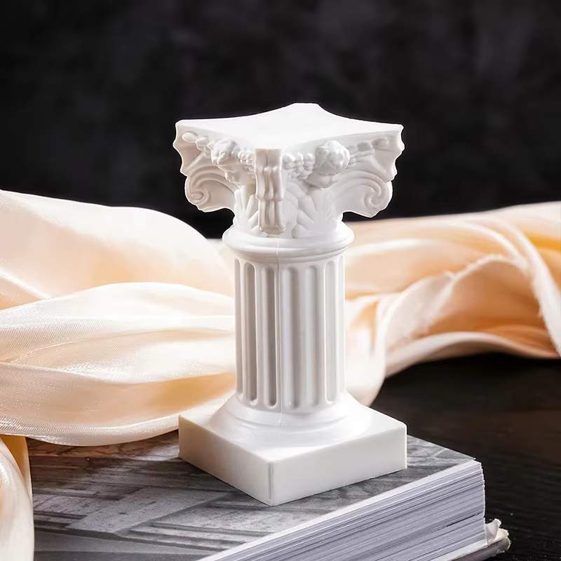 Statue de Style colonne grecque en pierre romaine, bougeoir sur pied, petite Sculpture, décoration i
