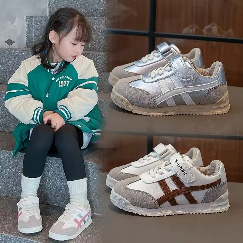 Chaussures de sport pour enfants, colorées, avec coutures, fermeture auto-agrippante, bout rond, sem